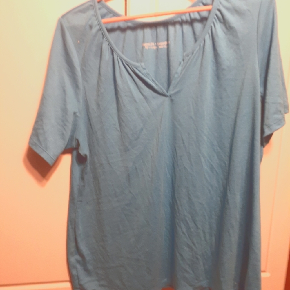 Turquoise Split Neck Top
